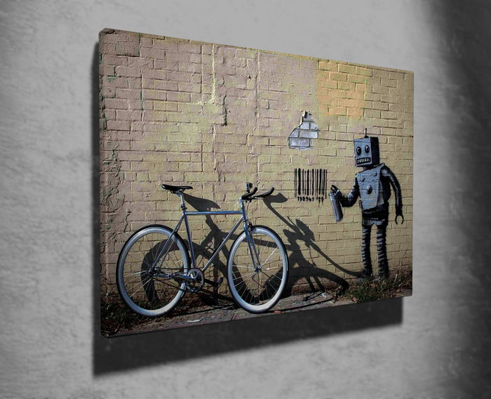 Wallity WY19 Banksy Lienzo Decorativo enmarcado 50 x 70 cm